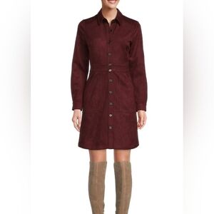 Women's Burgundy Faux Suede Dress. NWT Size M/L